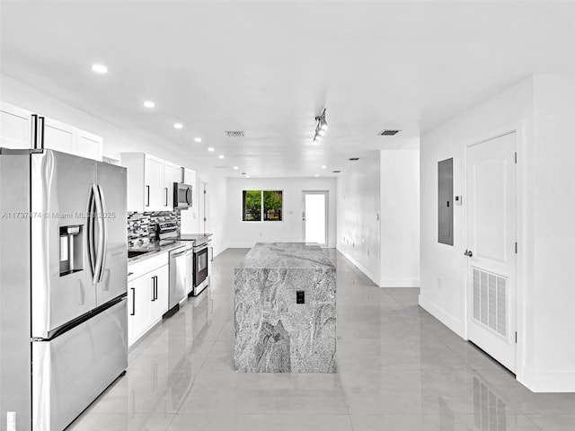kitchen with recessed lighting, visible vents, and appliances with stainless steel finishes