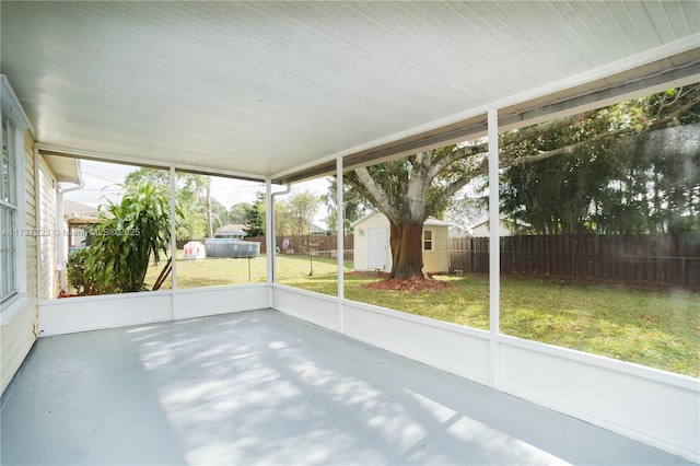 view of unfurnished sunroom