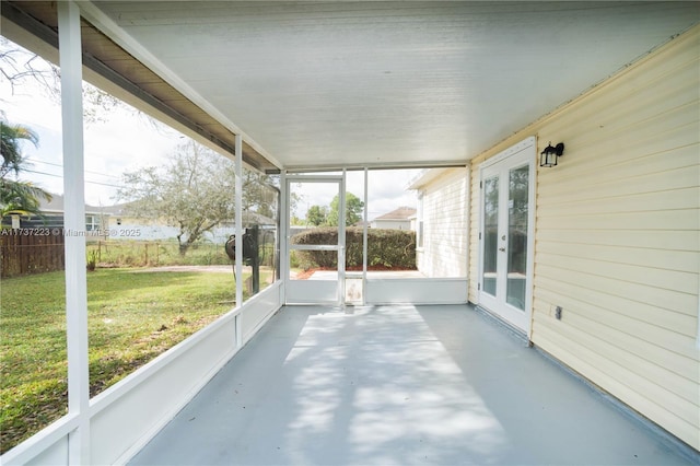 view of unfurnished sunroom