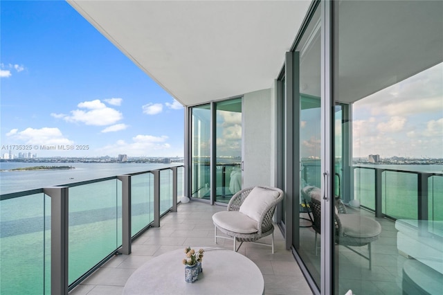 balcony with a water view