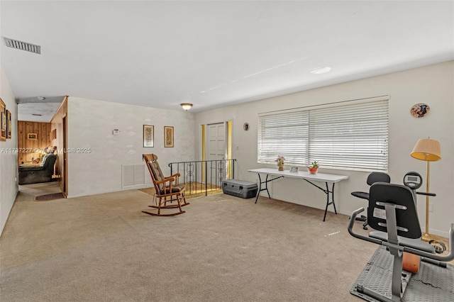 sitting room with light carpet