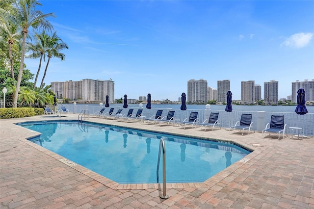 view of pool featuring a patio area