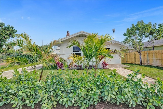 view of yard with a garage