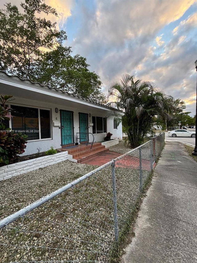 view of single story home