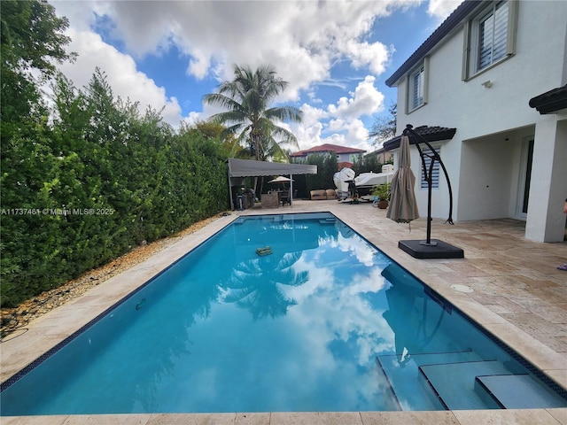 view of pool featuring a patio area and a fenced in pool