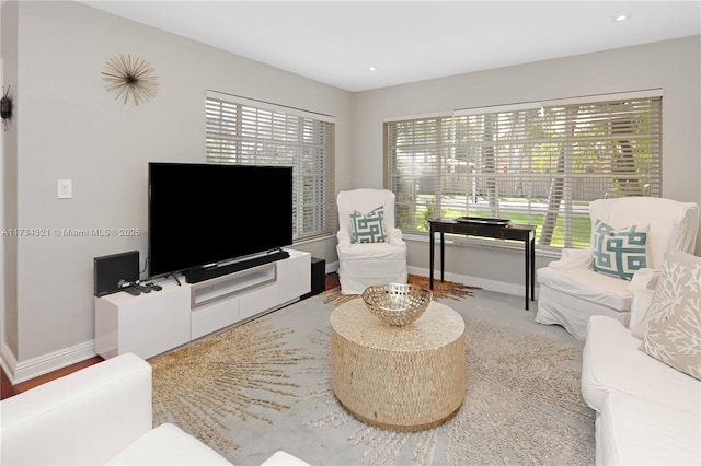 living room featuring a healthy amount of sunlight