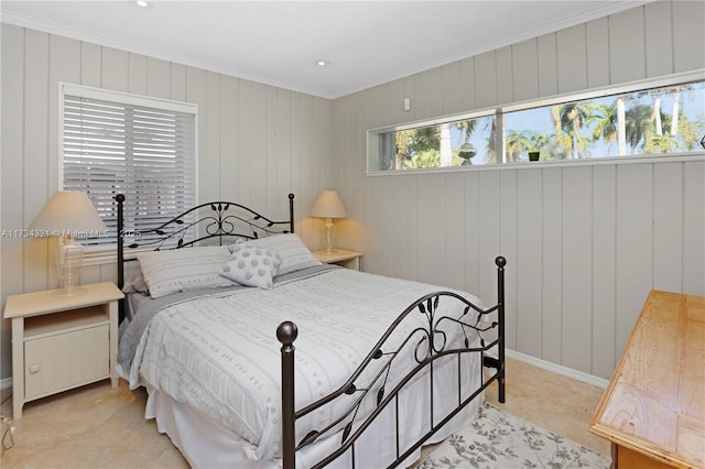 bedroom featuring crown molding