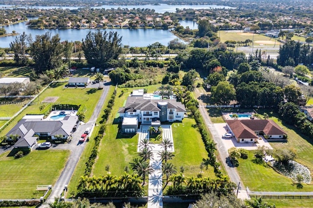 bird's eye view featuring a water view