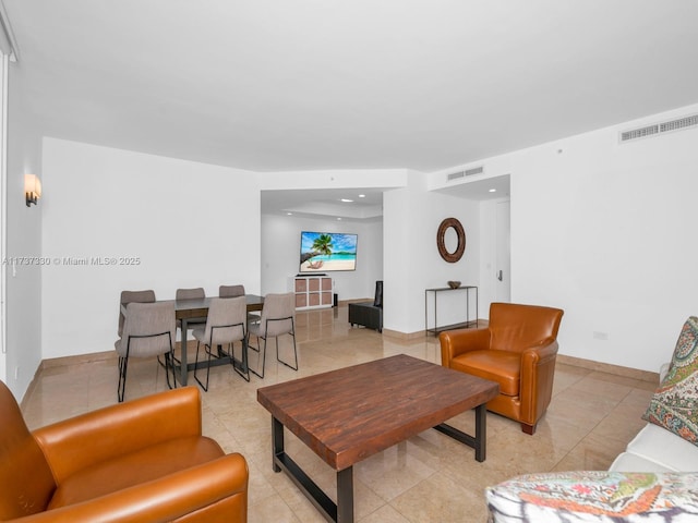 view of tiled living room