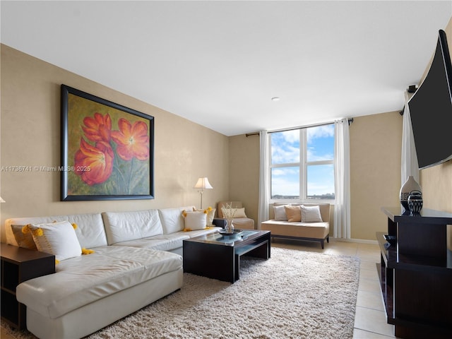 view of tiled living room