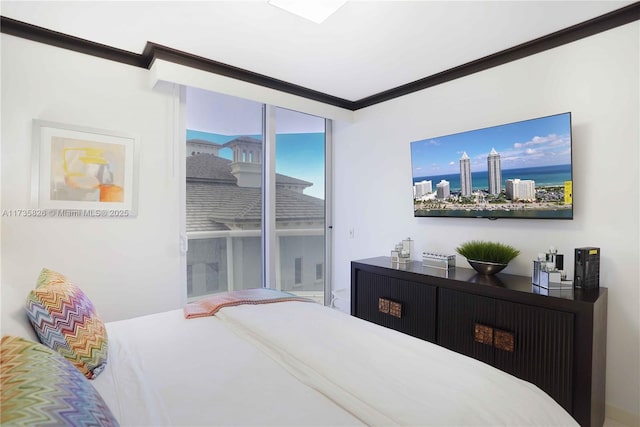 bedroom with ornamental molding