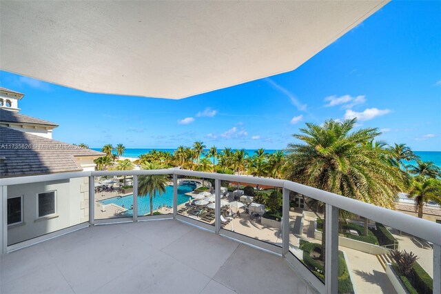4775 Collins Ave Unit 501, Miami Beach, FL 33140 - balcony featuring a water view and view of pool
