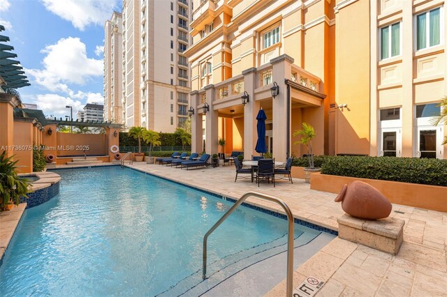 view of pool featuring a patio area