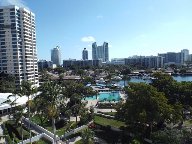 view of city featuring a water view