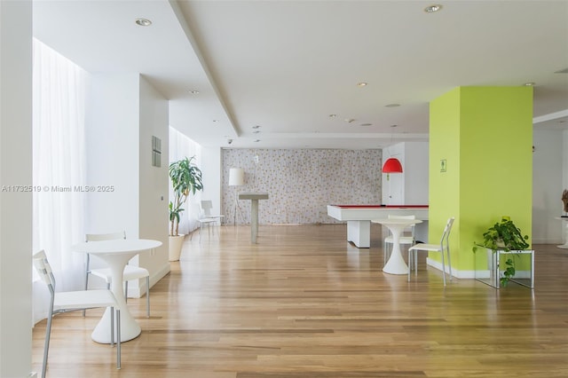 interior space with light hardwood / wood-style flooring