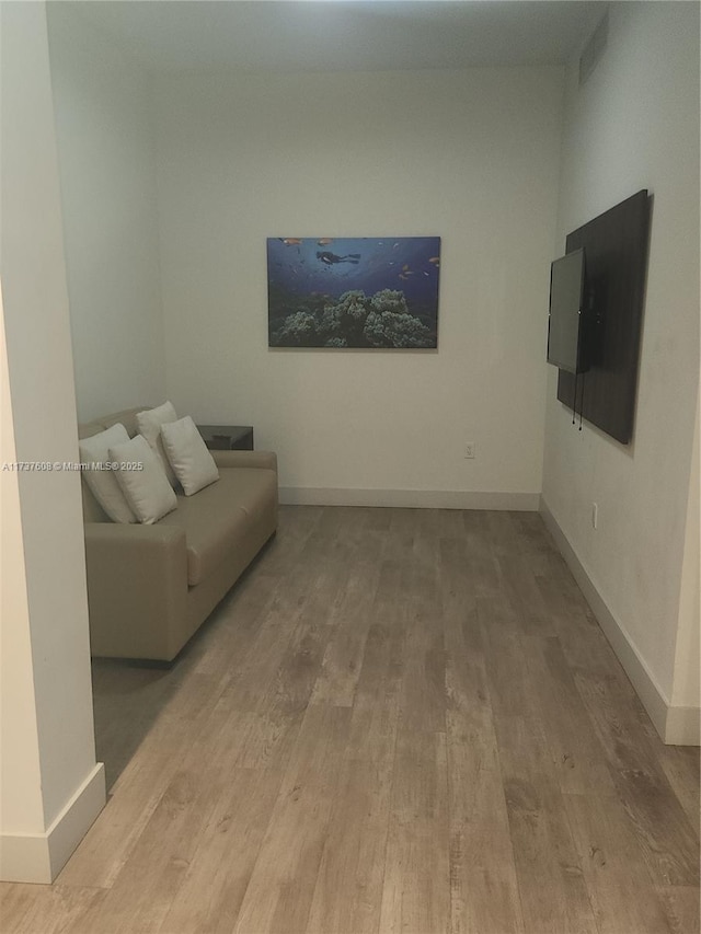 living room featuring light wood-type flooring