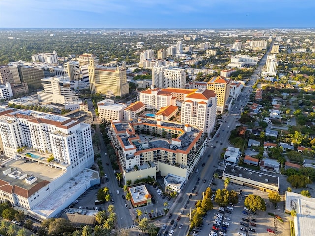 drone / aerial view featuring a city view