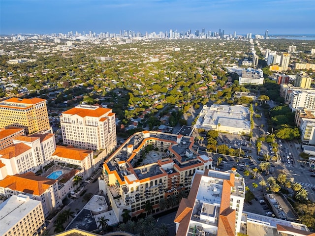 birds eye view of property with a city view