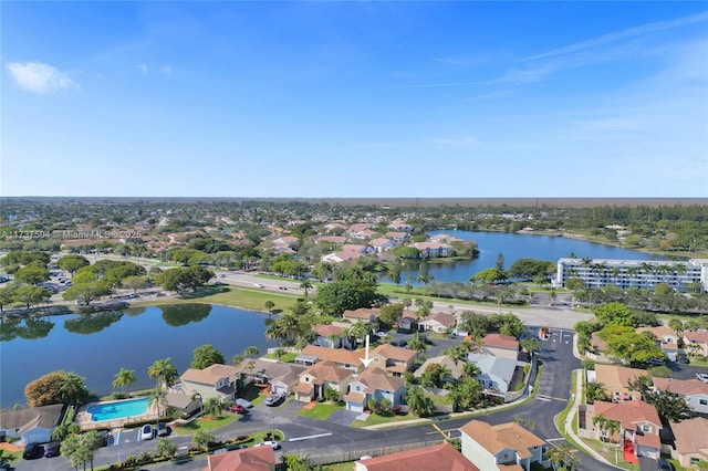 bird's eye view featuring a water view