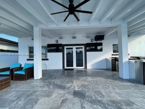 10290 SW 7th Ter, Sweetwater, FL 33174 - view of patio / terrace featuring a ceiling fan and french doors