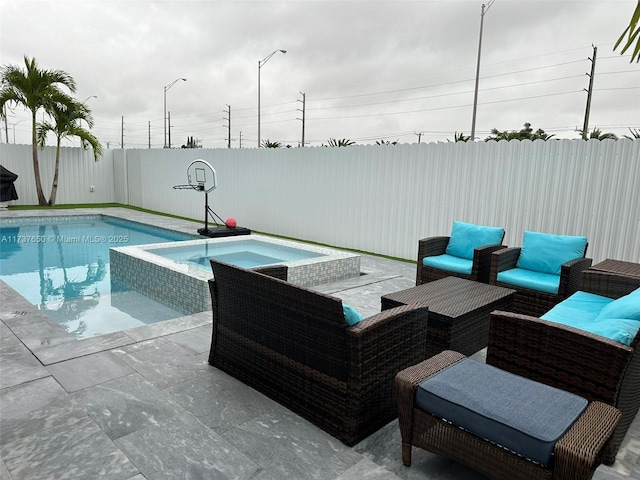 10290 SW 7th Ter, Sweetwater, FL 33174 - view of pool with a patio, a pool with connected hot tub, and a fenced backyard