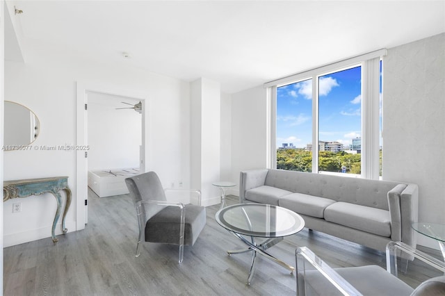 living room with light hardwood / wood-style floors