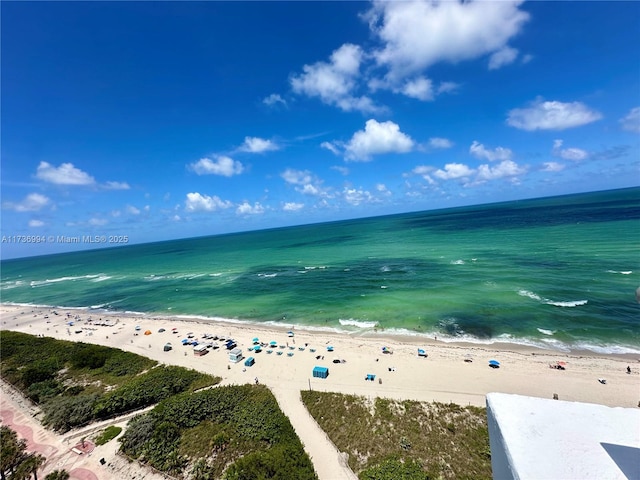 property view of water featuring a view of the beach