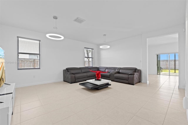 view of tiled living room