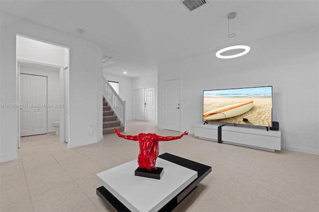 interior space featuring light tile patterned flooring