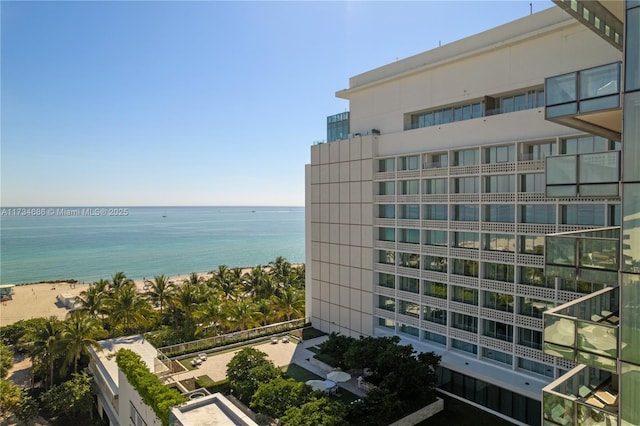 property view of water with a beach view