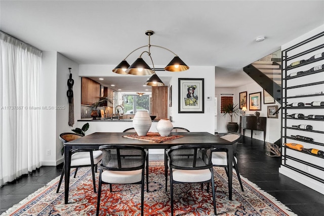 dining space featuring sink