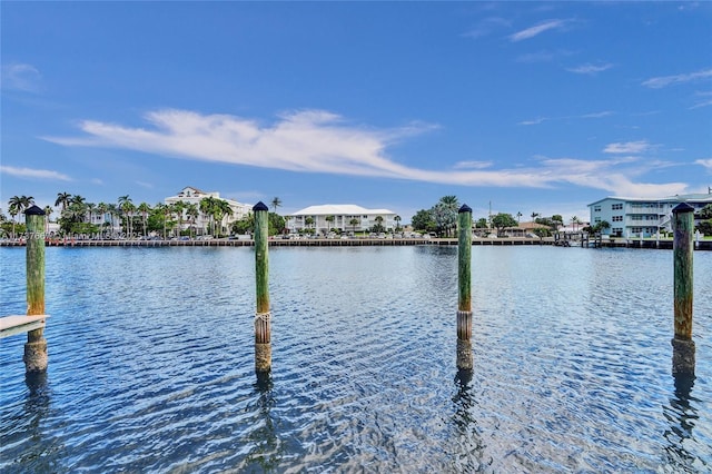 view of dock featuring a water view