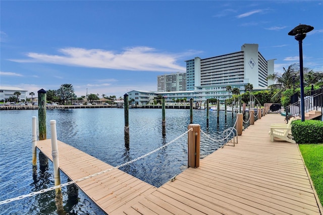 view of dock featuring a water view