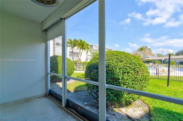 view of unfurnished sunroom