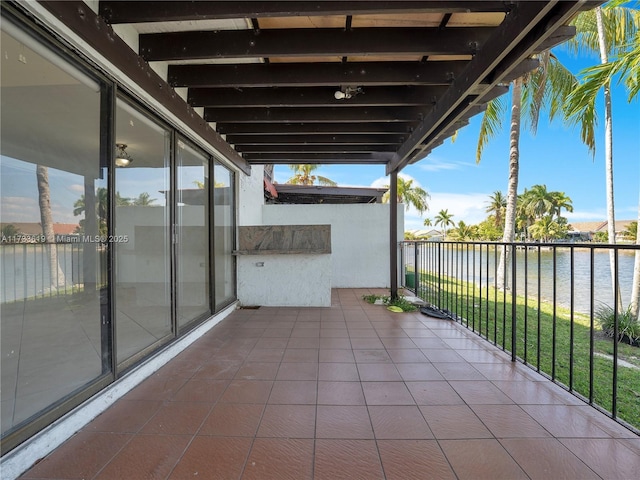 balcony with a water view