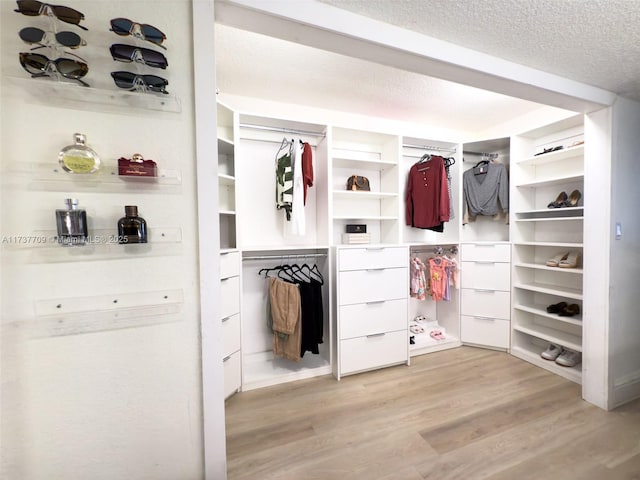 spacious closet with light wood-style flooring