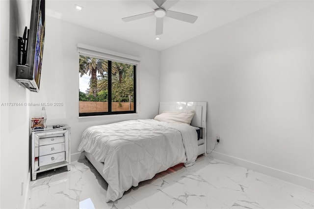 bedroom featuring ceiling fan