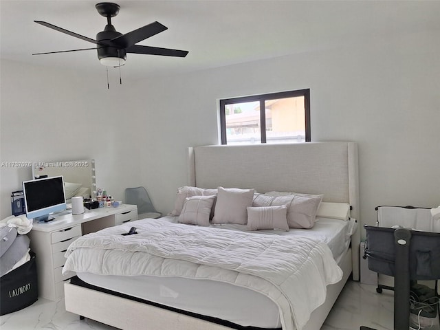 bedroom featuring ceiling fan