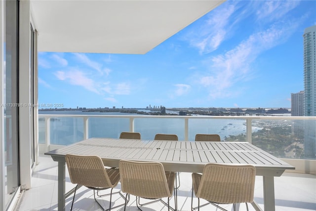 balcony with a water view