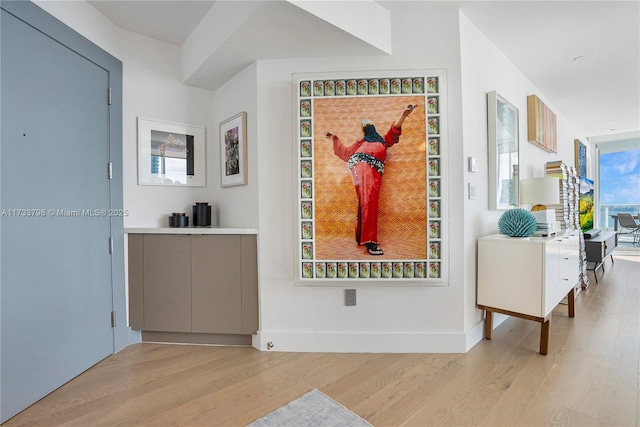 interior space with light hardwood / wood-style flooring