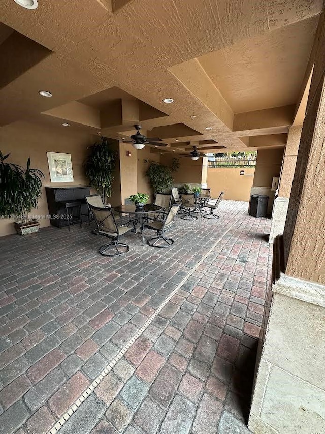 view of patio with ceiling fan