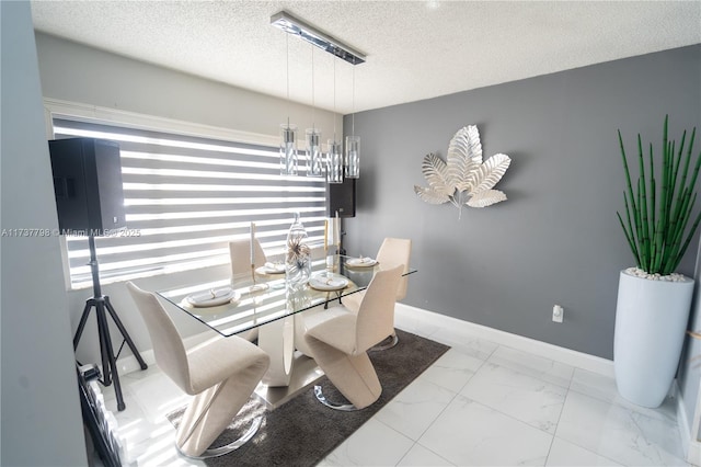 dining room with plenty of natural light and a textured ceiling