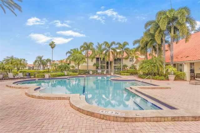 view of pool featuring a patio