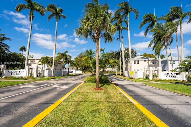 view of road with a residential view