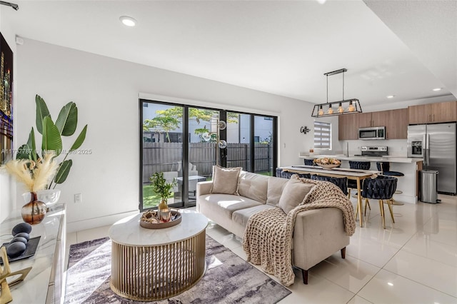 view of tiled living room