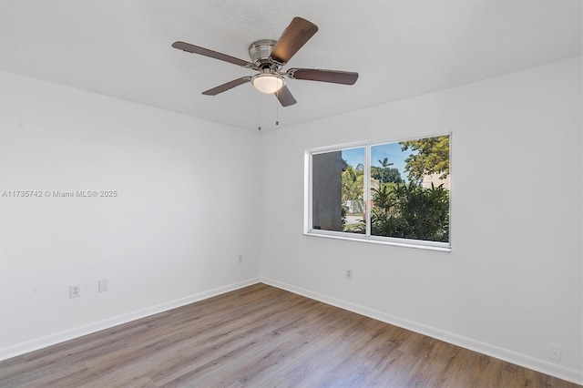 spare room with ceiling fan and light hardwood / wood-style floors