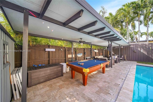 exterior space featuring pool table