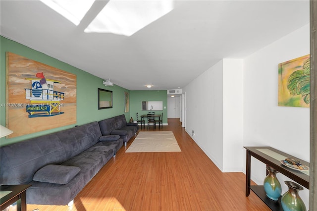 living room featuring light hardwood / wood-style floors