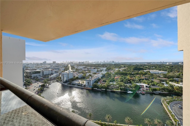 balcony with a water view