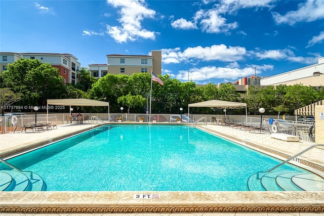 view of pool featuring a patio